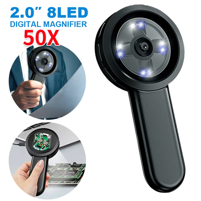 60-120X/500X Digital Handheld Microscope Magnifier 2.0 Inch IPS Screen Microscope Camera 8 LED 2 MP Electronic Coin Magnifier ﻿